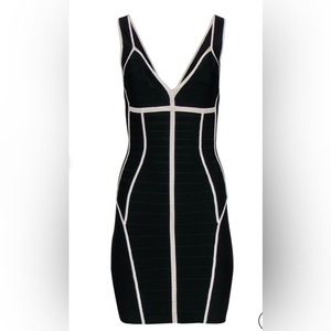 Herve Leger Plunge Bodycon Bandage Dress Size XS